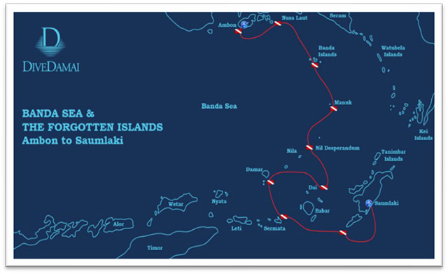 Banda Sea, 10nts Onboard Damai 2, Oct 24-Nov 3 2022 Group Trip - Route Map