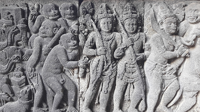 Wall carving at Prambanan Temple. 