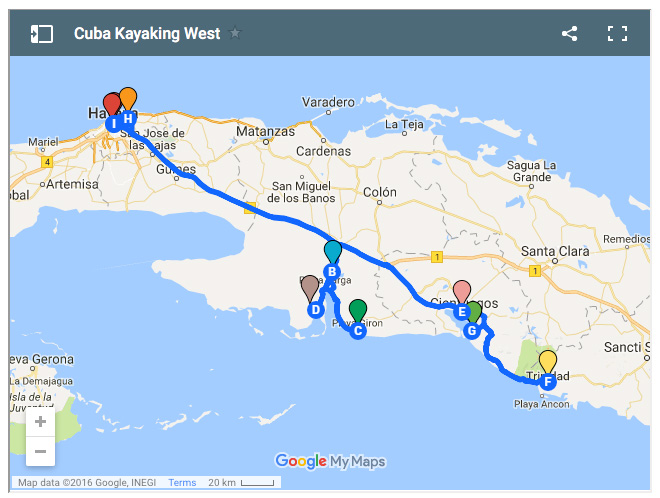 Cuba Kayaking Map