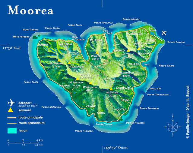 Moorea Dive Map and Dive Sites