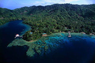 Arial view of the resort - Tawali Resort - PNG Dive Resorts
