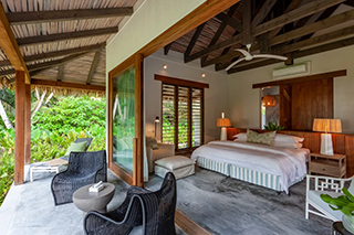 Patio and Bedroom - Beach Retreat - Alphonse Island - Seychelles Dive Resort