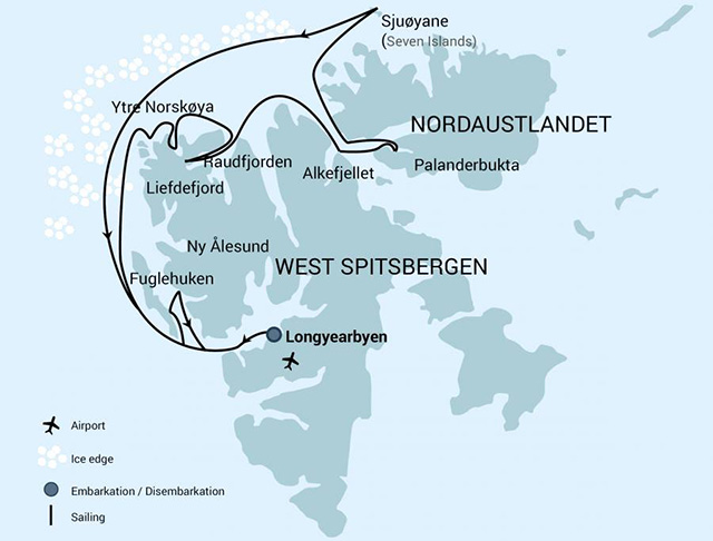 North Spitsbergen, In Search of Polar Bear & Pack Ice - Map