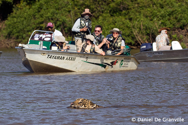 boat ride through the Cuiaba River to Recanto do Jaguar 