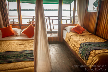 Bedroom - Deluxe / Super Deluxe Houseboat - Orangutan River Cruise in Kalimantan, 4 Days / 3 Nights - Indonesia Land Tour