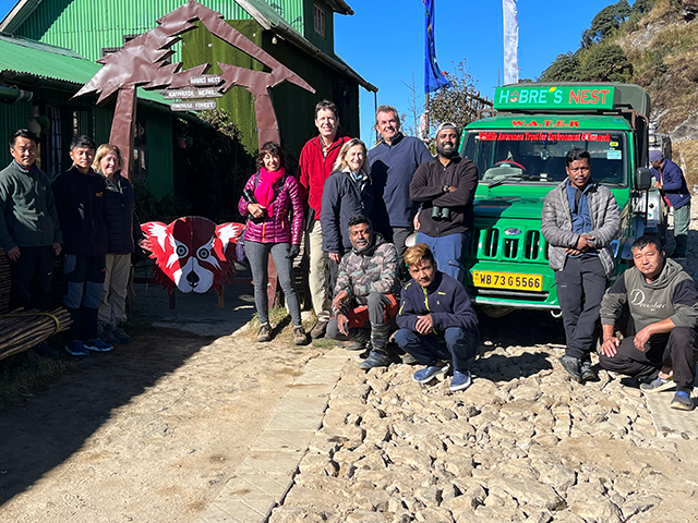 Group photo with Haber’s Nest Lodge team - and wildlife expedition in Nepal & India, November 14-Dec 1 2023 Trip Report