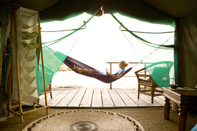 Reading in the hammock -Mumbo Island Camp