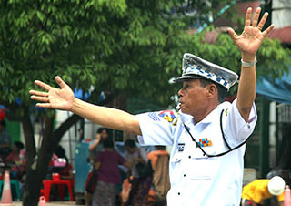 Traffic policeman in Burma